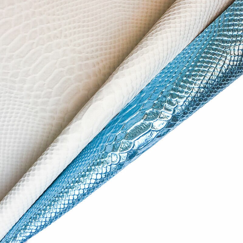 Light Blue Metallic Lambskin With Snake Print 0.7mm/2.5oz / TOPAZ SNAKE 1043