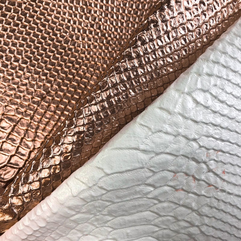 Rose Gold Lambskin With Snake Print 0.7mm/1.75oz / ROSE GOLD SNAKE 896
