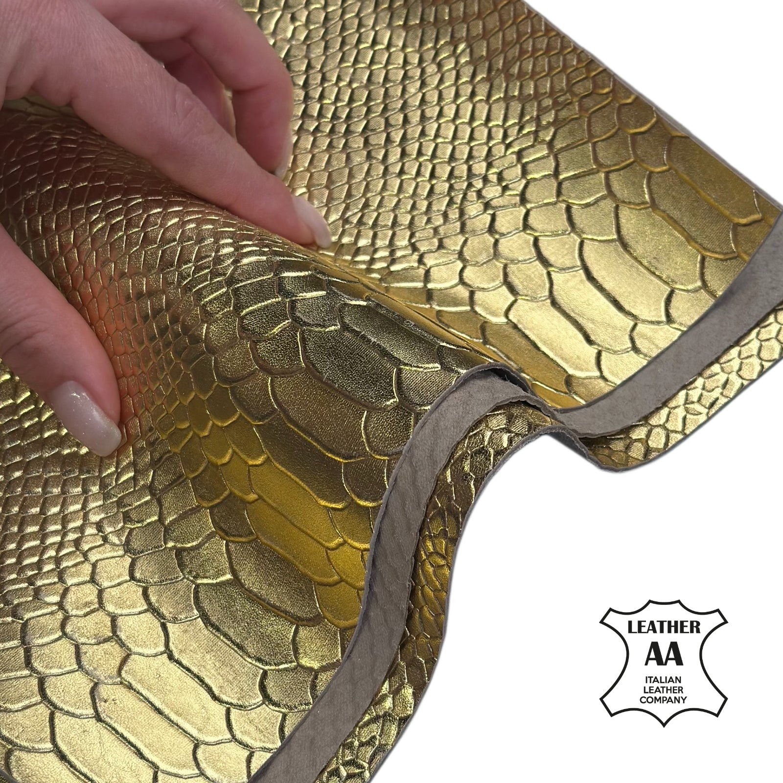 Gold Snake Print Leather Sheets Cowhide Metallic 1.1-1.2mm//2.75-3oz