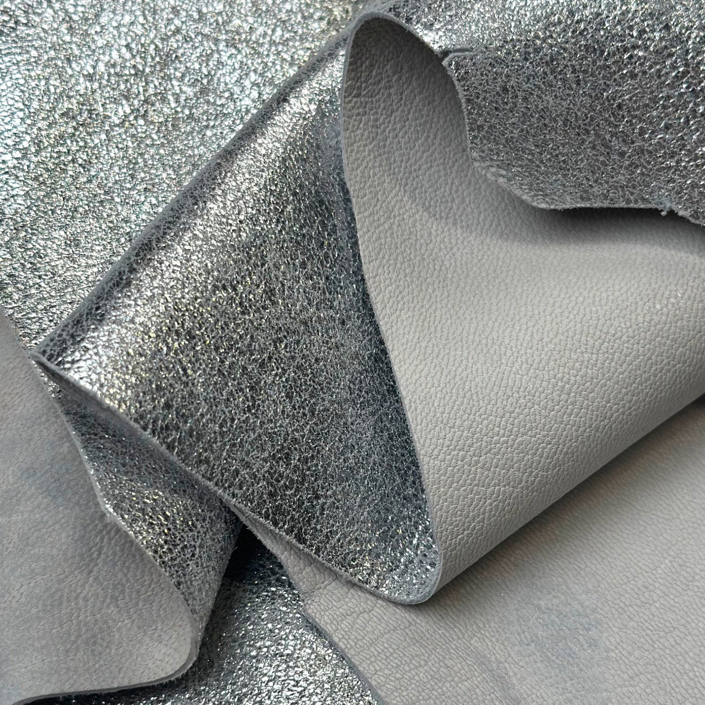 Sparkly Metallic Lambskin Leather SILVER SHIMMER 1626