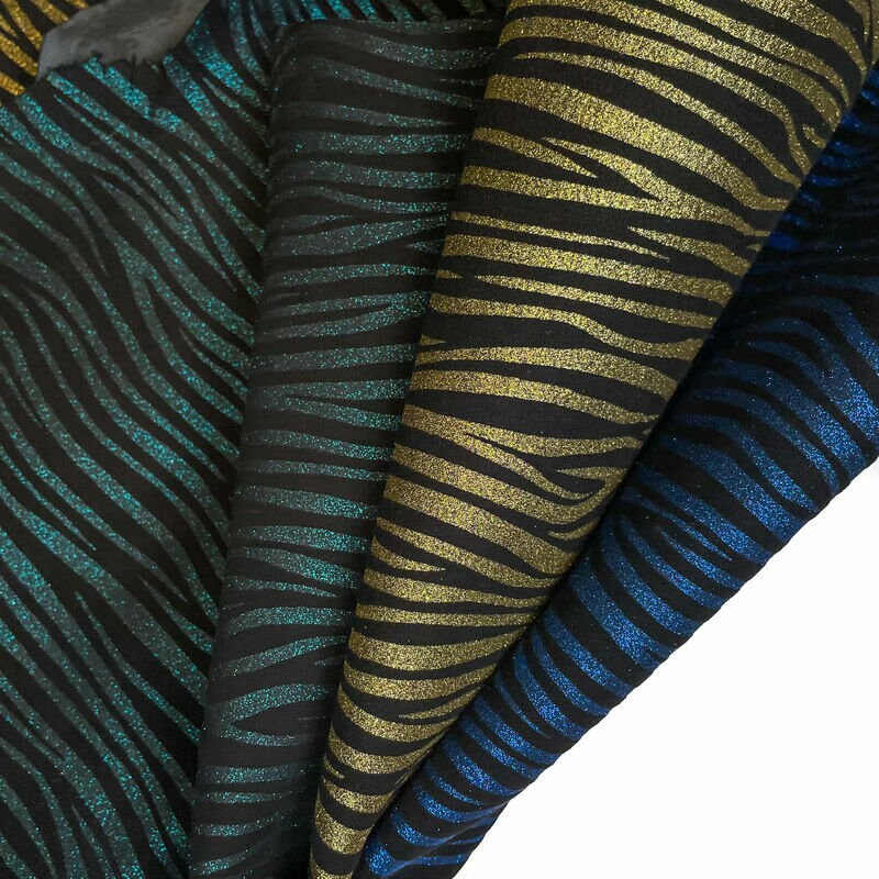 Shiny Zebra Stripes Lambskin Leather 0.9-1.0mm/2.25-2.5oz / SPARKLY ZEBRA 1260