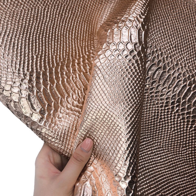 Rose Gold Lambskin With Snake Print 0.7mm/1.75oz ROSE GOLD SNAKE 896
