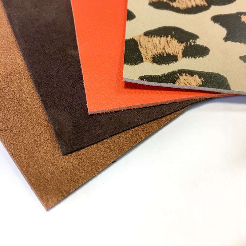 Brown And Orange, Jaguar Print 5x5in Leather Sheets 4 pcs