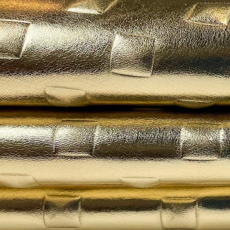 Metallic Gold Lambskin With Embossed Pyramid Studs 0.6mm/1.5oz / GOLD STUDS 1078