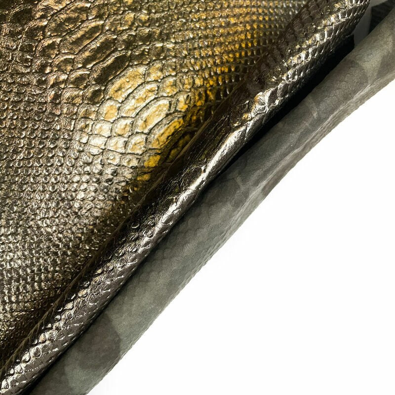 Dark Gold Lambskin Leather With Snake Print 0.4mm/1oz / GOLDEN REPTILE 1181