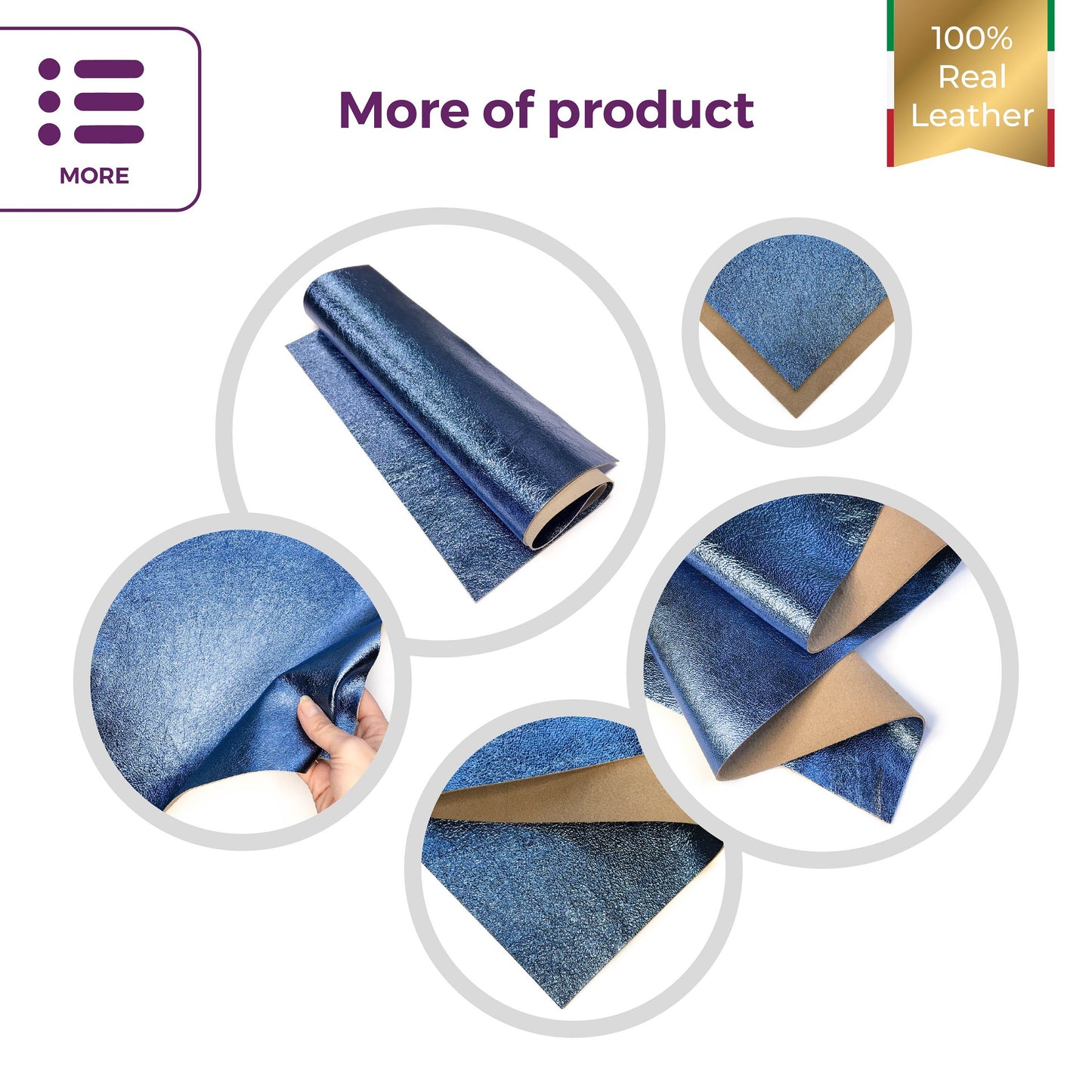 Blue Metallic Leather Sheet 2.5oz/1.0mm / BLUE VIOLET 870