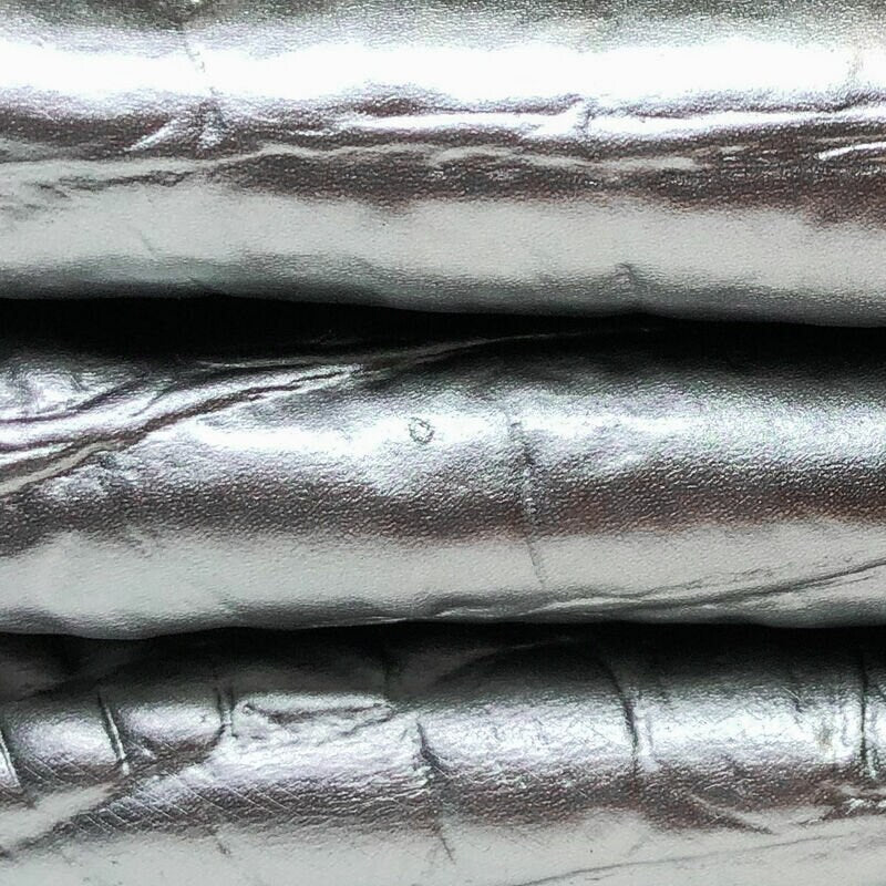 Metallic Matte Silver Crocodile Print Lambskin 0.7mm/1.75oz / MATTE SILVER CROCODILE 1046
