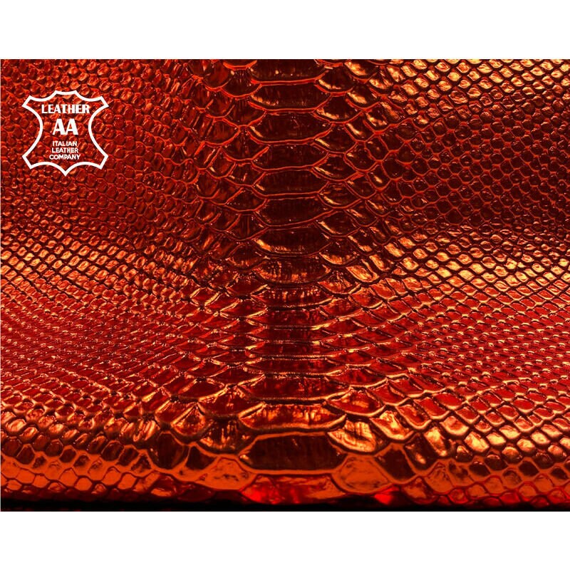 Dark Orange Lambskin With Snake Print 0.5-0.8mm/2oz / FIERY ORANGE 1073