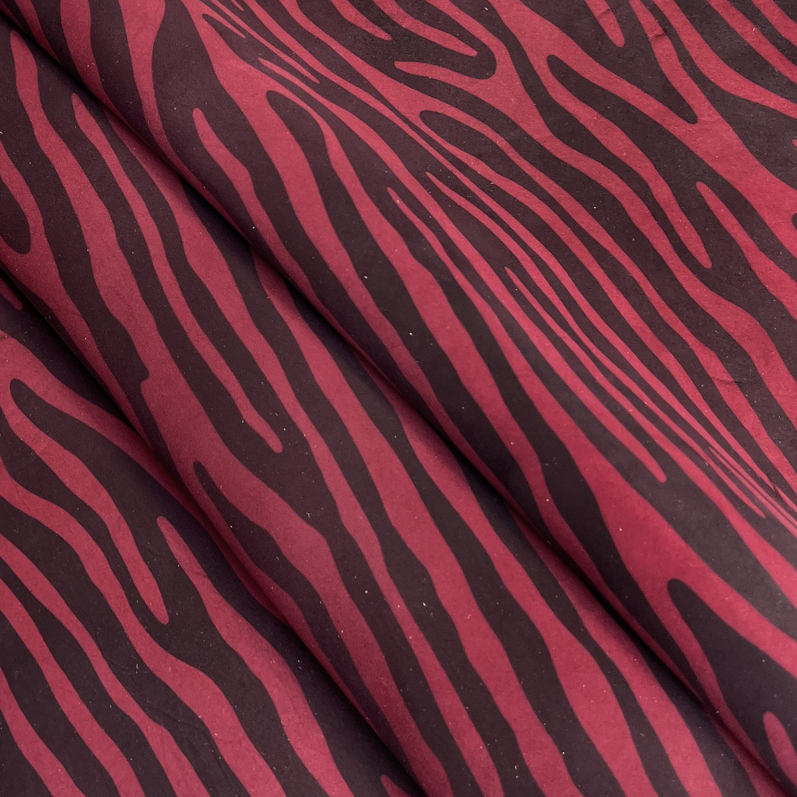 Soft Dark Red Zebra Print Lambskin 0.7-1.2mm/1.75-3oz / RED ZEBRA1446