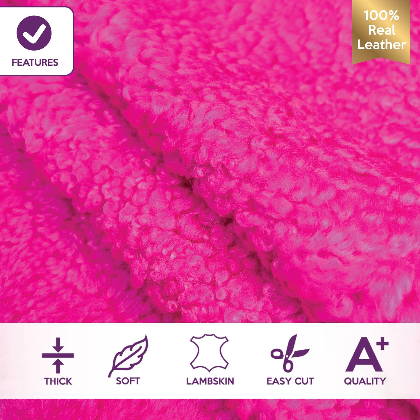 Neon Pink Lambskin Fur Hides 2mm/2oz / NEON SHEARLING 1407