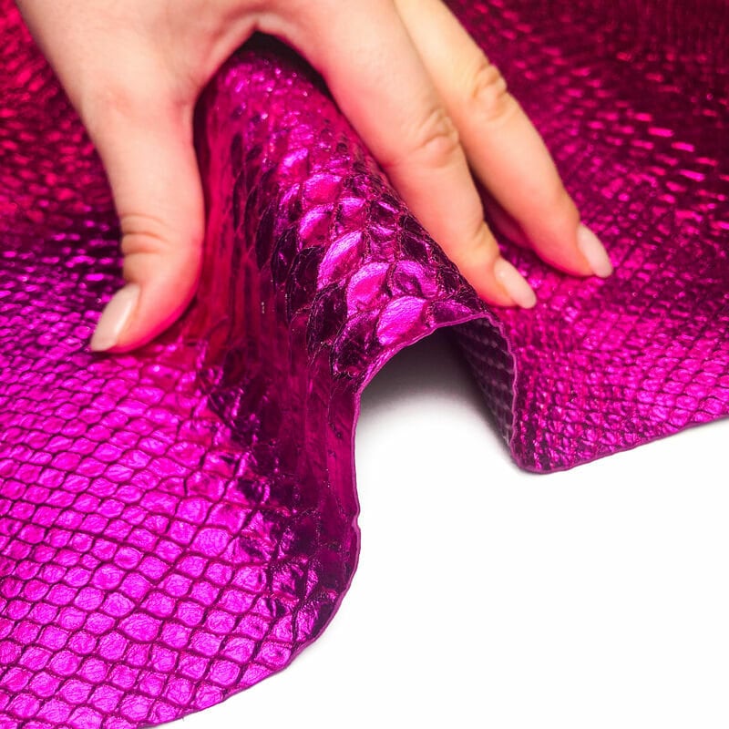 Fuchsia Metallic Lambskin Hides With Snake Prin FUCHSIA SNAKE 1034 0.7mm/1.75oz