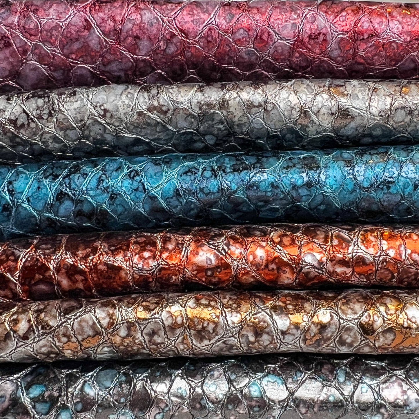 Mermaid Print Lambskin Pieces  0.8-1.1mm/2-2.75oz / COLORFUL MERMAID SPOTS 1335