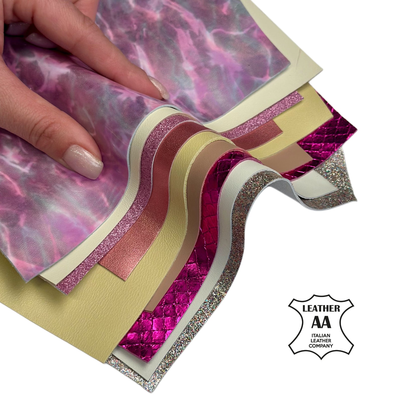 Pink And Neutral Lambskin Leather Scrap 0.8-1.3mm//2-3.25oz