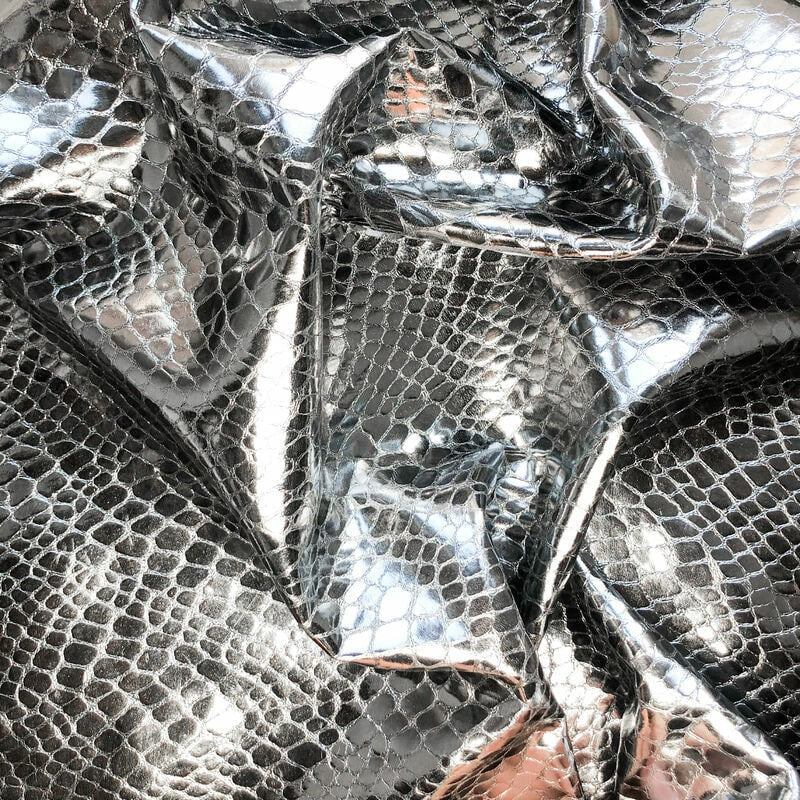 Snake Print Mirror Silver Lambskin Leather 0.9mm/2.25oz / MIRROR SNAKE 972