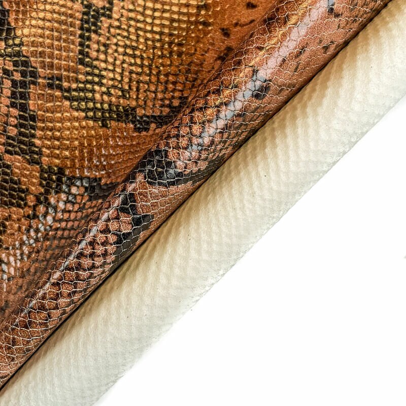 Brown Snakeskin Print Lambskin Leather 0.8mm/2oz / AUSTRALIAN SNAKE 1342