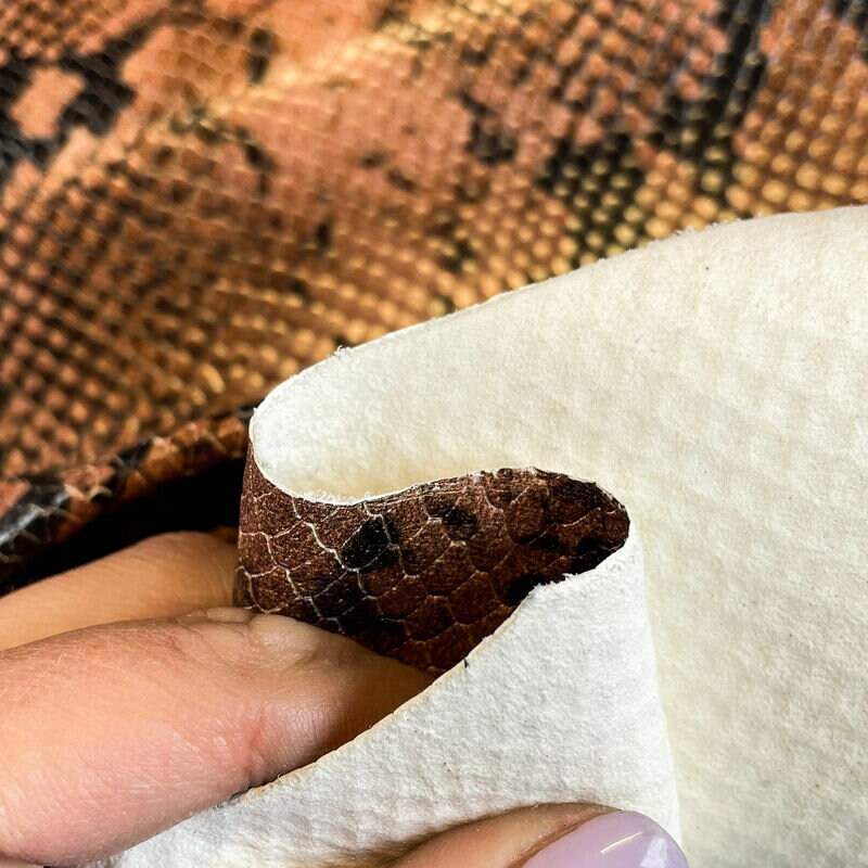 Brown Snakeskin Print Lambskin Leather 0.8mm/2oz / AUSTRALIAN SNAKE 1342