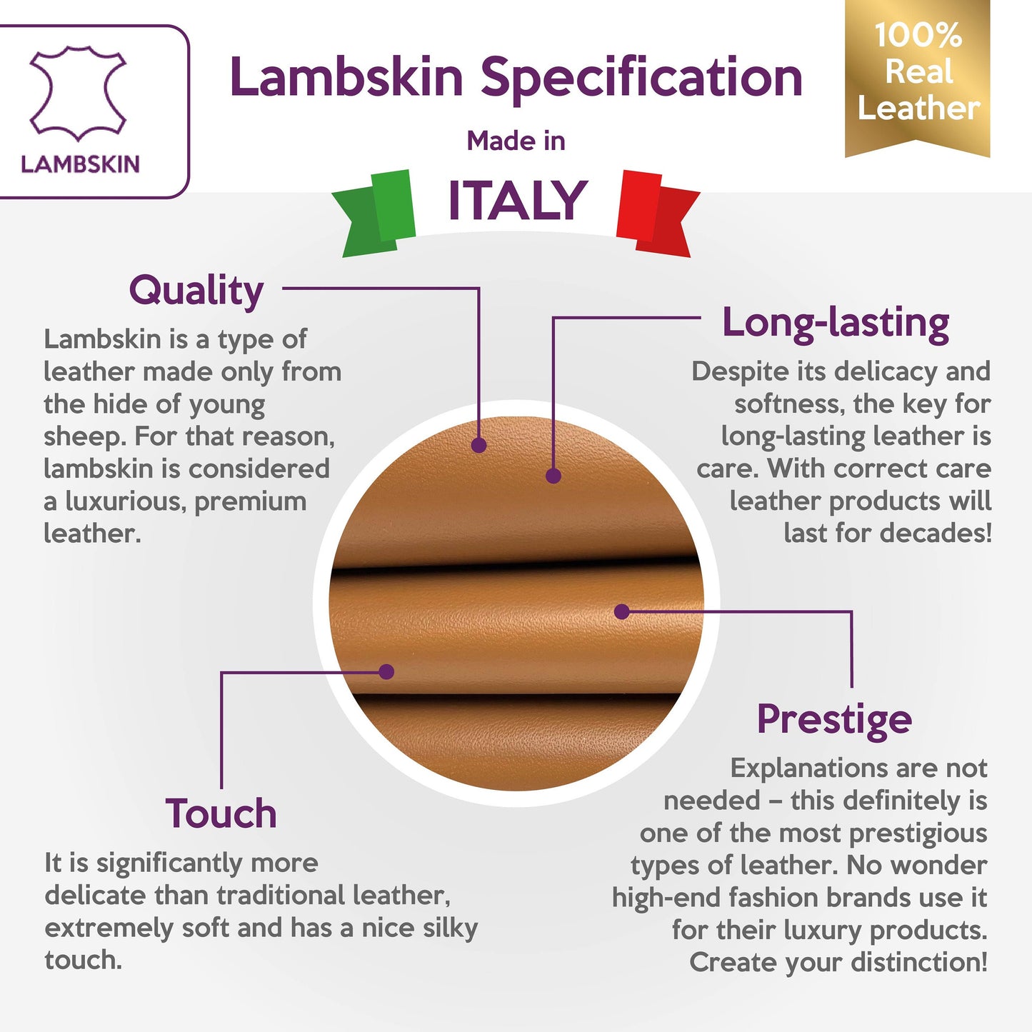 Classic Brown Lambskin Leather 0.8mm/2oz / RAWHIDE 1400