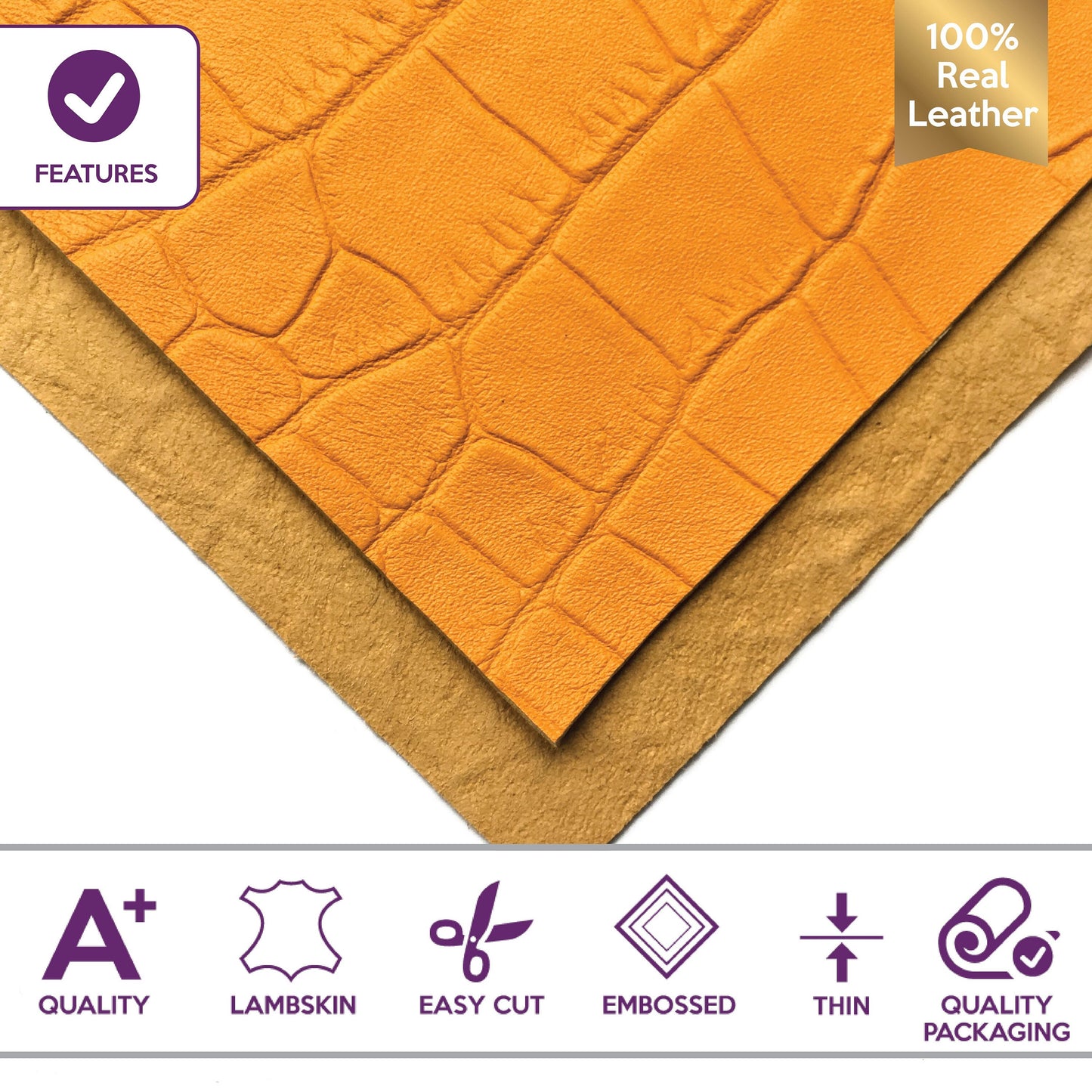 Yellow Lambskin Sheets With Print 1.5oz/.6mm / YELLOW SNAKE 845