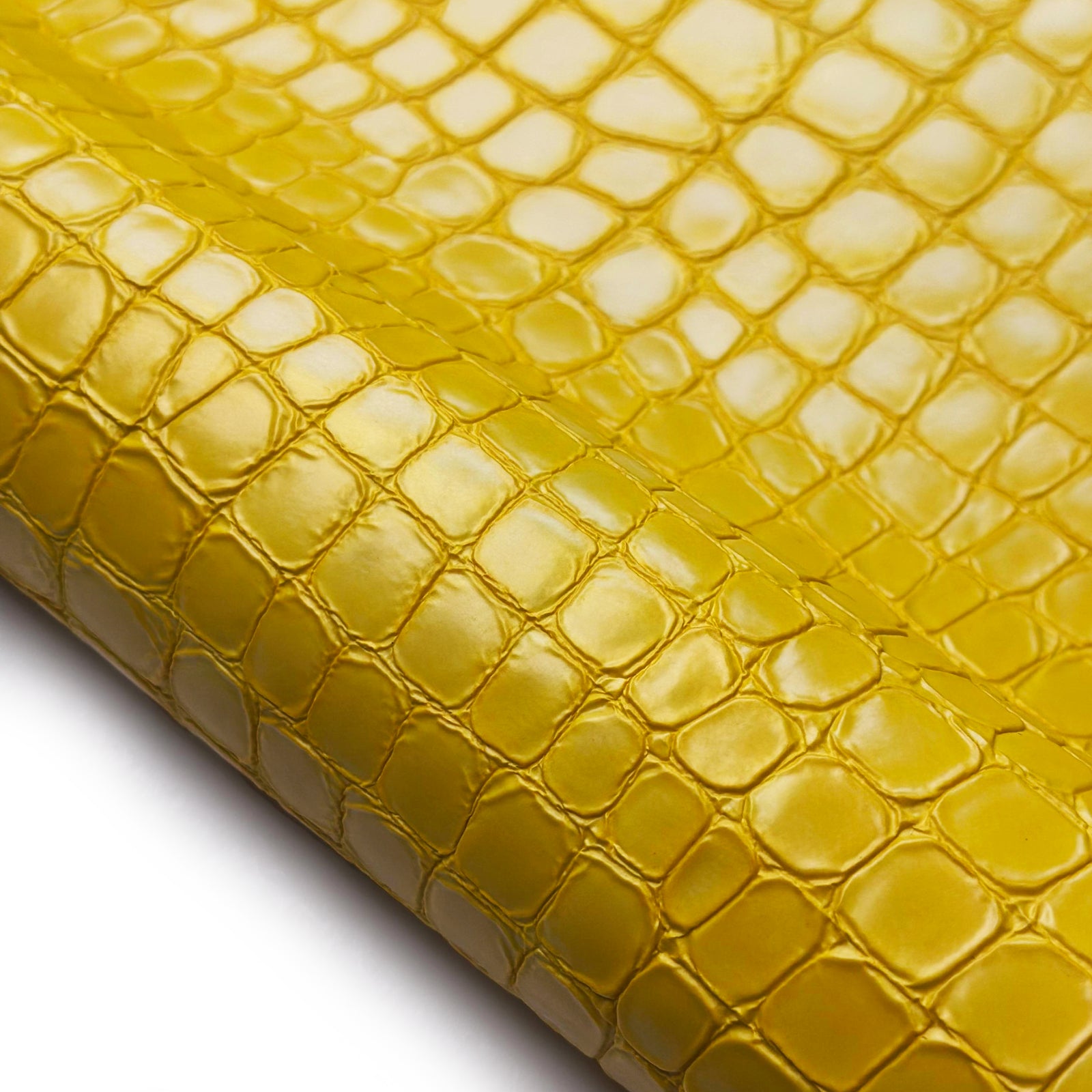 Yellow Patent Crocodile Print Lambskin 1.1-1.2mm YELLOW CRCOCO 1588