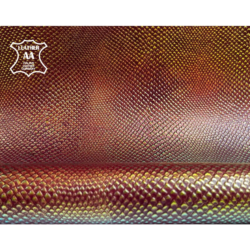Metallic Red Lambskin With Lizard Print 1mm/2.5oz / RED LIZARD 1238