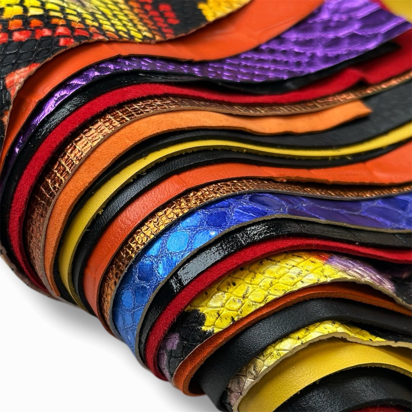 Crazy Snake Print Mix Limited Leather Remnant Packs 0.8-1.3mm/2-3.25oz
