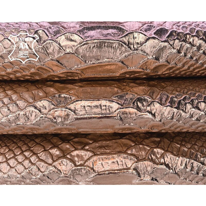 Rose Gold Lambskin With Snake Print 0.7mm/1.75oz ROSE GOLD SNAKE 896