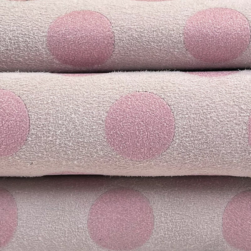 Suede Lambskin Leathedr With Pink Dots 1.0mm/2.5oz / DUSTY PINK DOTS 1090