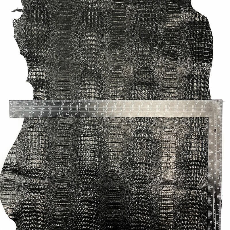 Black Crocodile Print Lambskin 0.8mm/2oz / GENUINE CROCODILE PRINT 1051