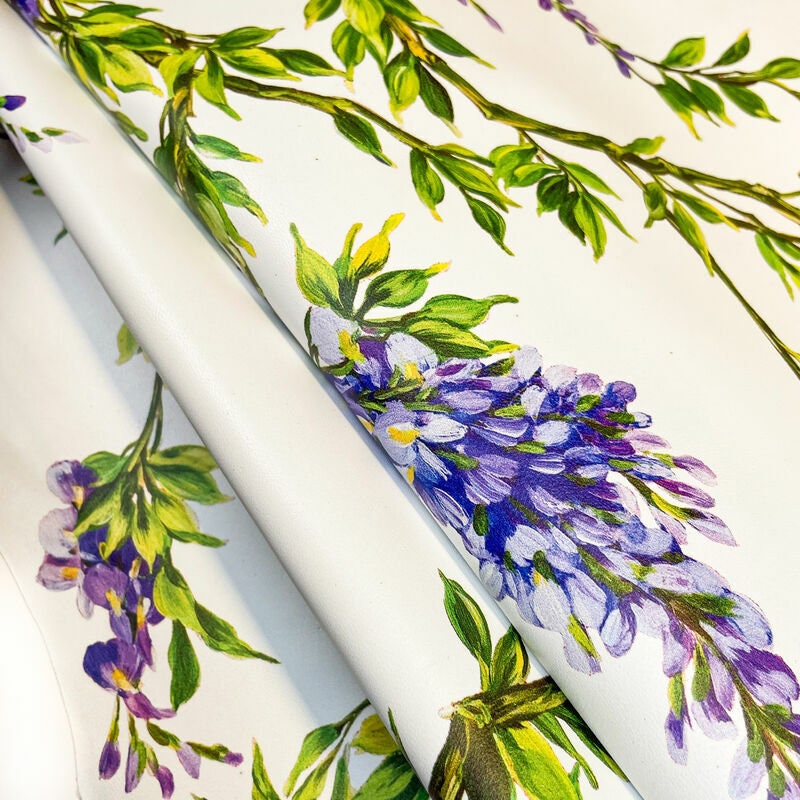 Purple Flower Lambskin With Print 1.1mm/2.75oz / VERY PERI FLOWERS 1320