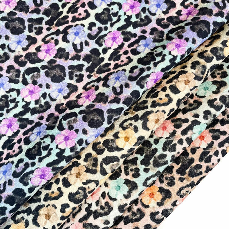 Leopard Flower Print Lambskin 0.9mm/2.25oz / LEOPARD FLOWERS 1264
