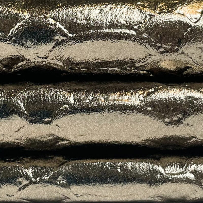 Dark Gold Lambskin Leather With Snake Print 0.4mm/1oz / GOLDEN REPTILE 1181