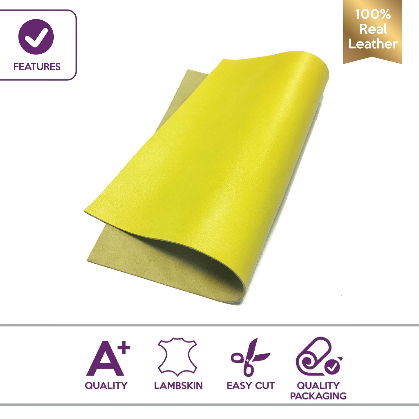 Bright Yellow Lambskin Sheets / 0.9 mm / 2.25oz / MAIZE 597