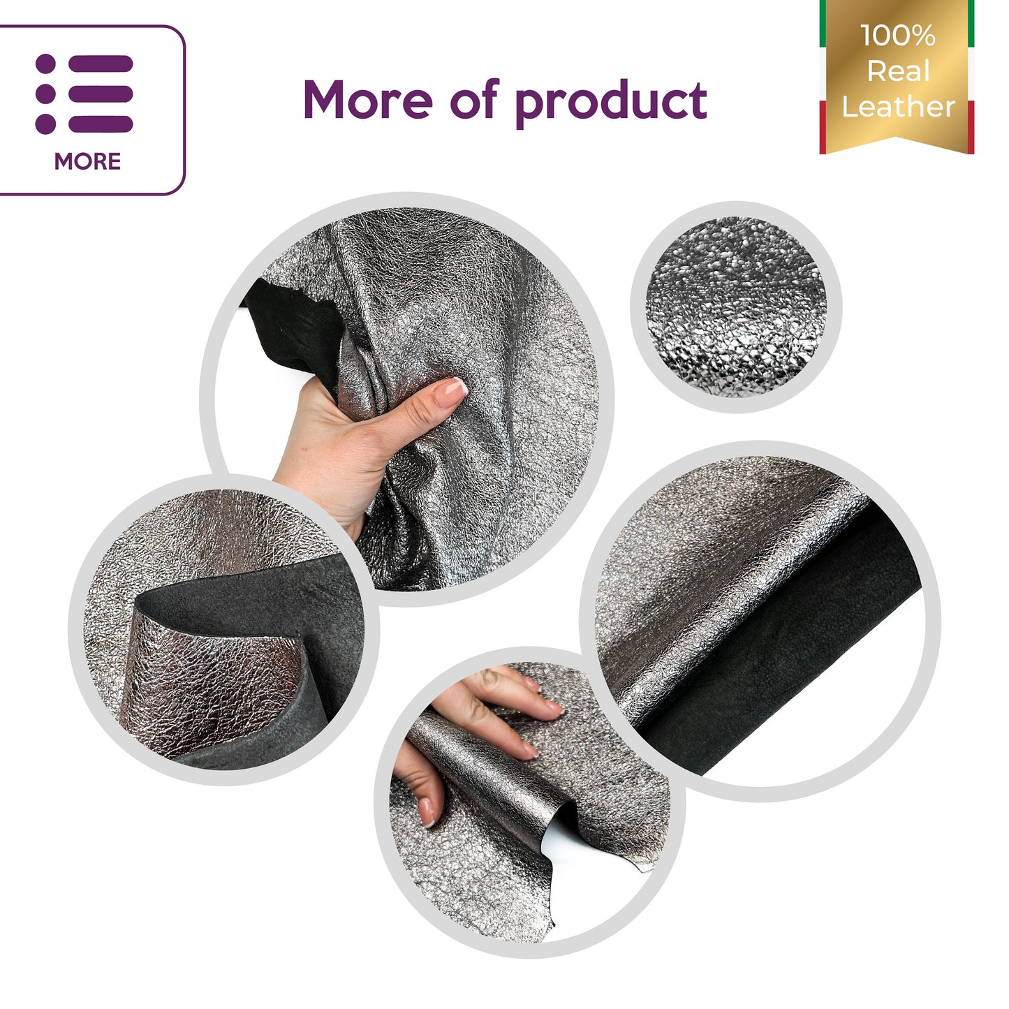 Crunchy Silver Lambskin Leather 0.8mm/2oz / CRUNCHY FIOL 1424