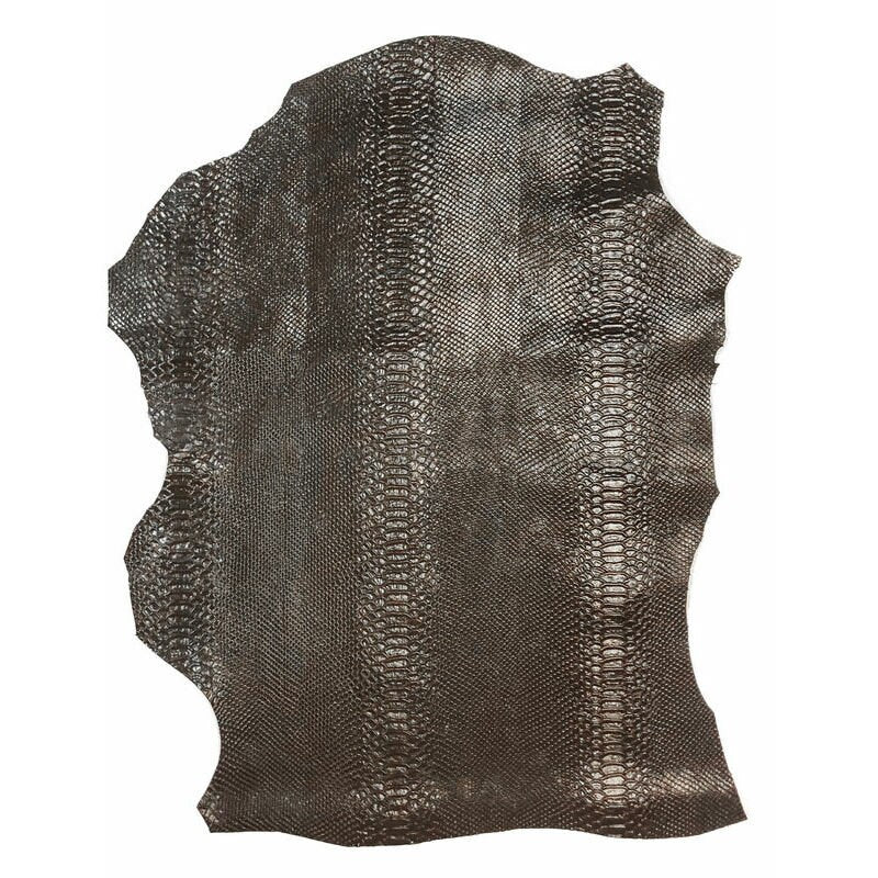Dark Brown Lambskin Leather With Snake Print 0.7mm/1.75oz / DARK BROWN SNAKE 1038