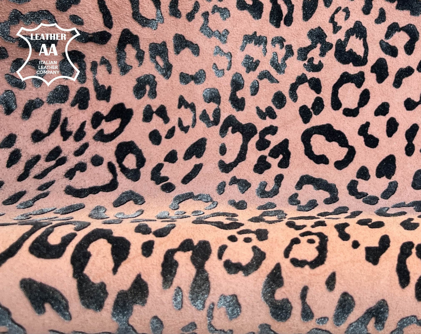 Coral Black Lambskin Suede Leather With Print 0.8-1.2mm/2-3oz
