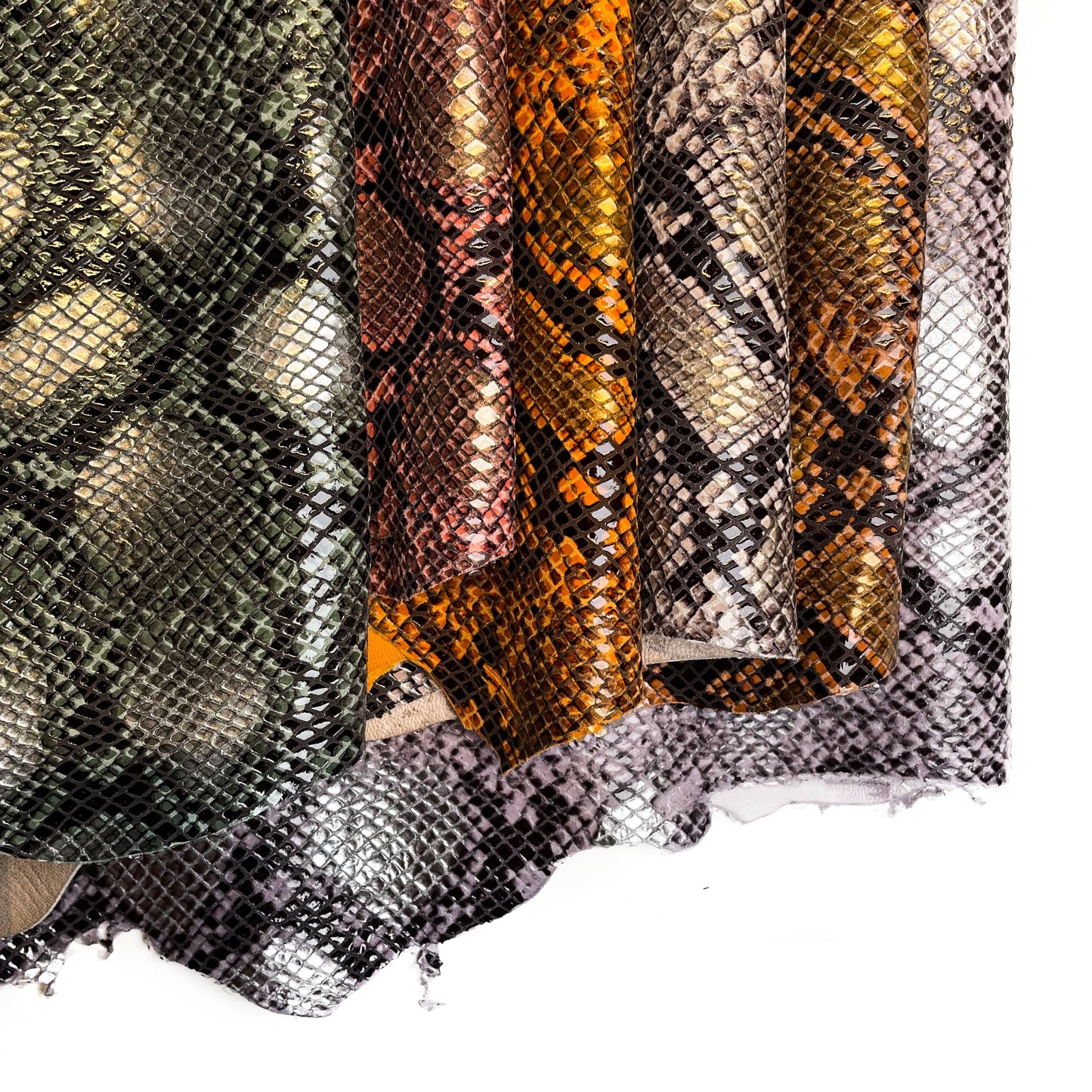 Colorful Snakeskin Print Lambskin Leather 0.7-1.2mm/1.75-3oz / SPRING SNAKE MIX 1336