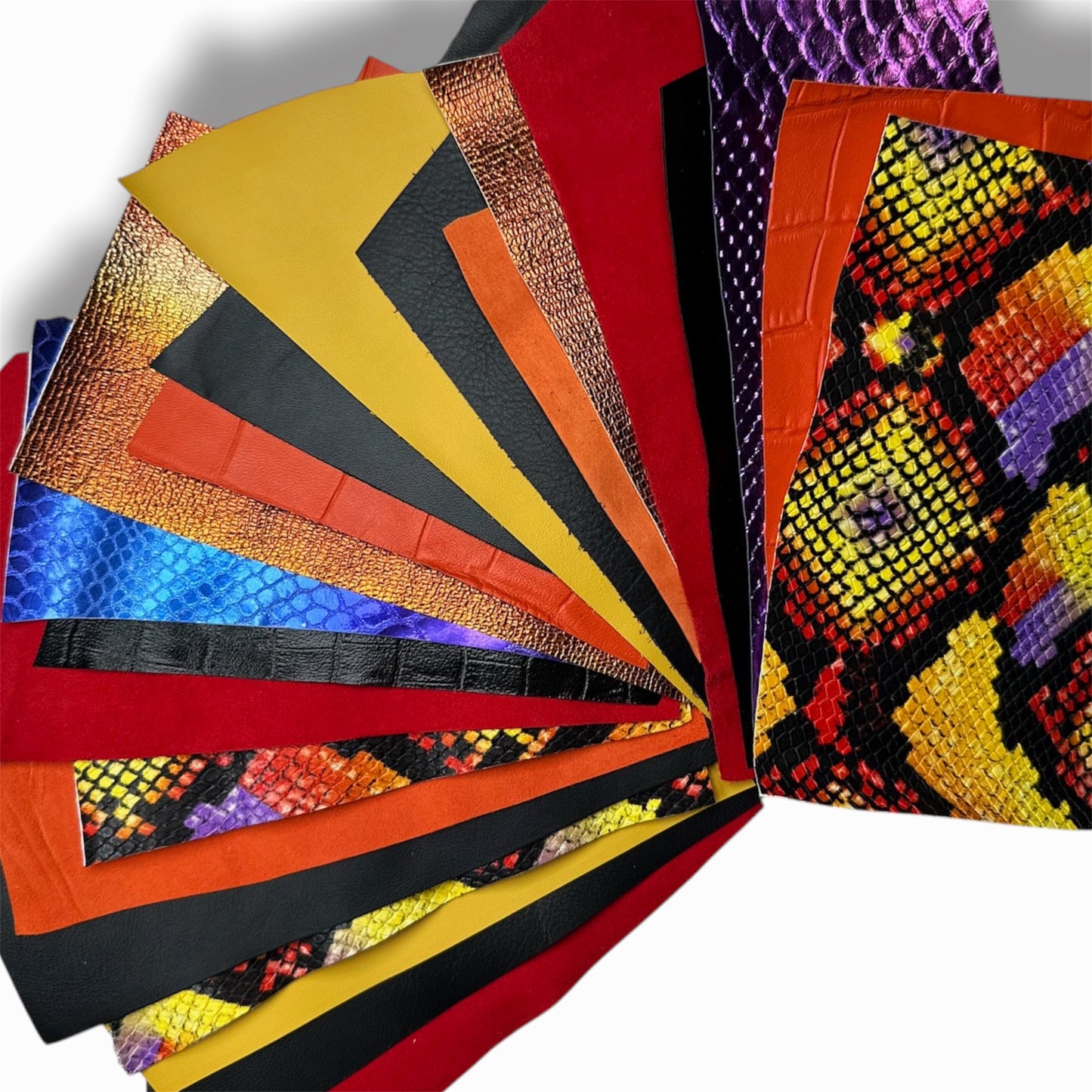 Crazy Snake Print Mix Limited Leather Remnant Packs 0.8-1.3mm/2-3.25oz