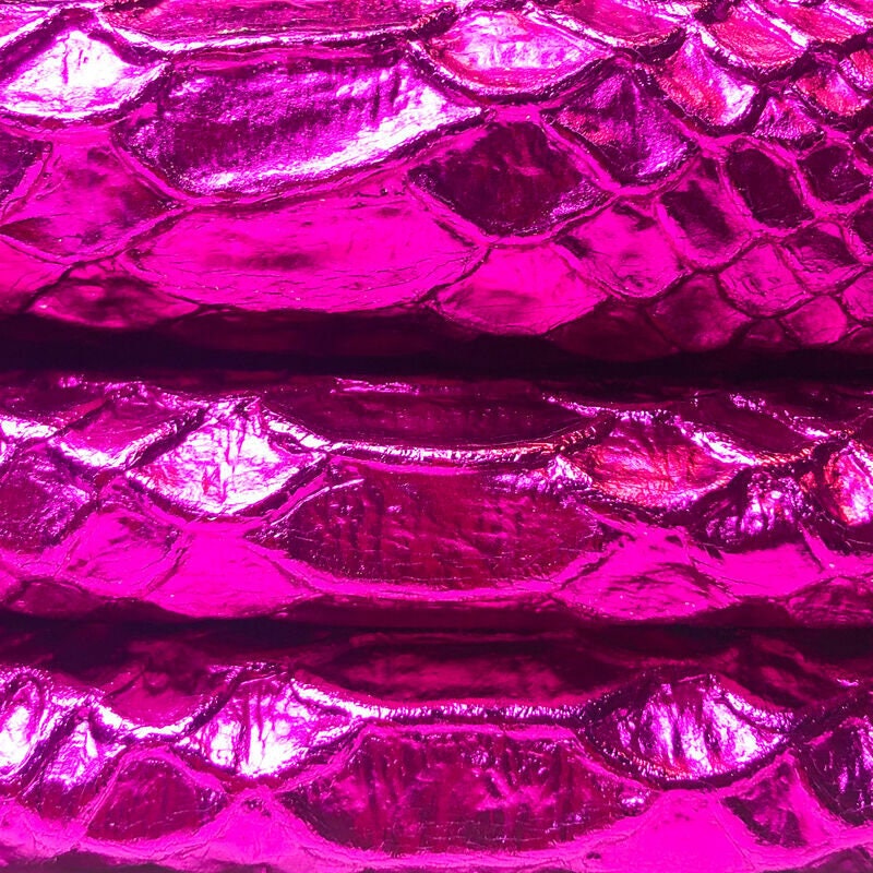 Fuchsia Metallic Lambskin Hides With Snake Prin FUCHSIA SNAKE 1034 0.7mm/1.75oz