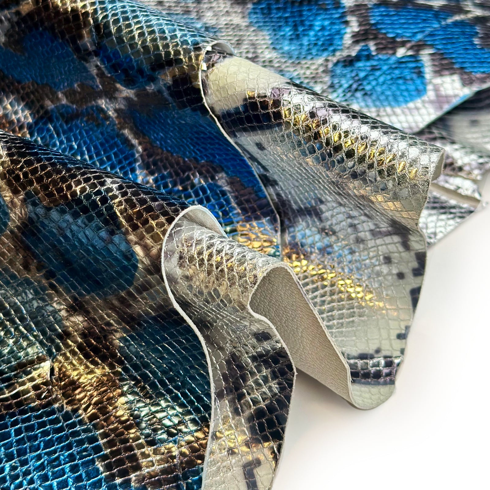 Metallic Snake Print Lambskin Leather 0.9-1mm Choose One 1619