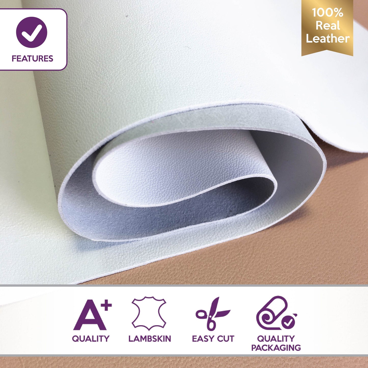 White Lambskin Sheets 2.25oz/0.9mm / PURE WHITE 657