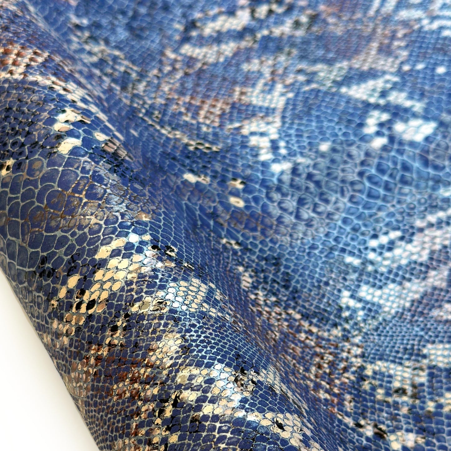 Blue Snake Print Metallic Lambskin Leather 1.75oz Hide 1633