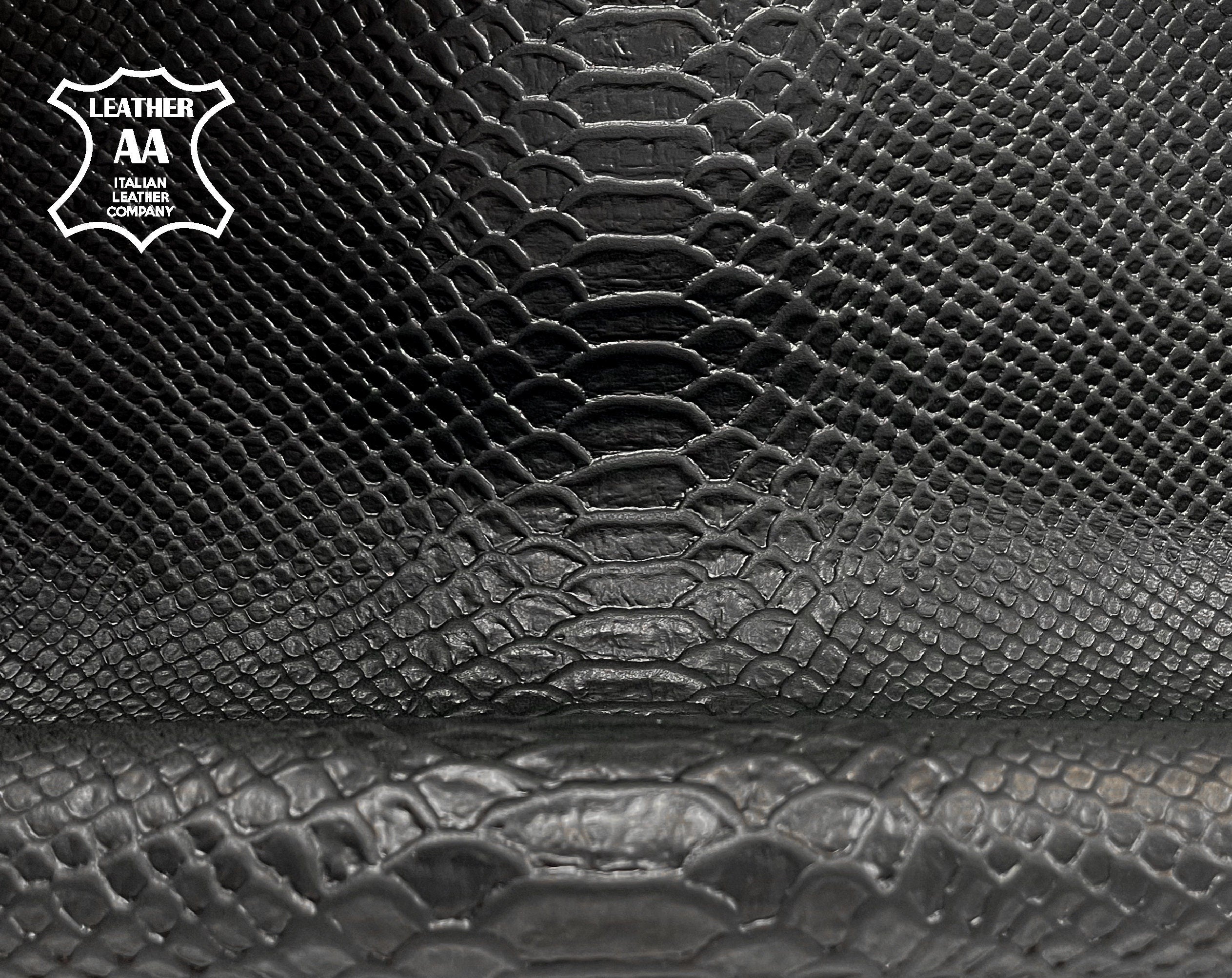 Black Snakeskin Lambskin Leather 0.8mm/2oz / BLACK SNAKE 598