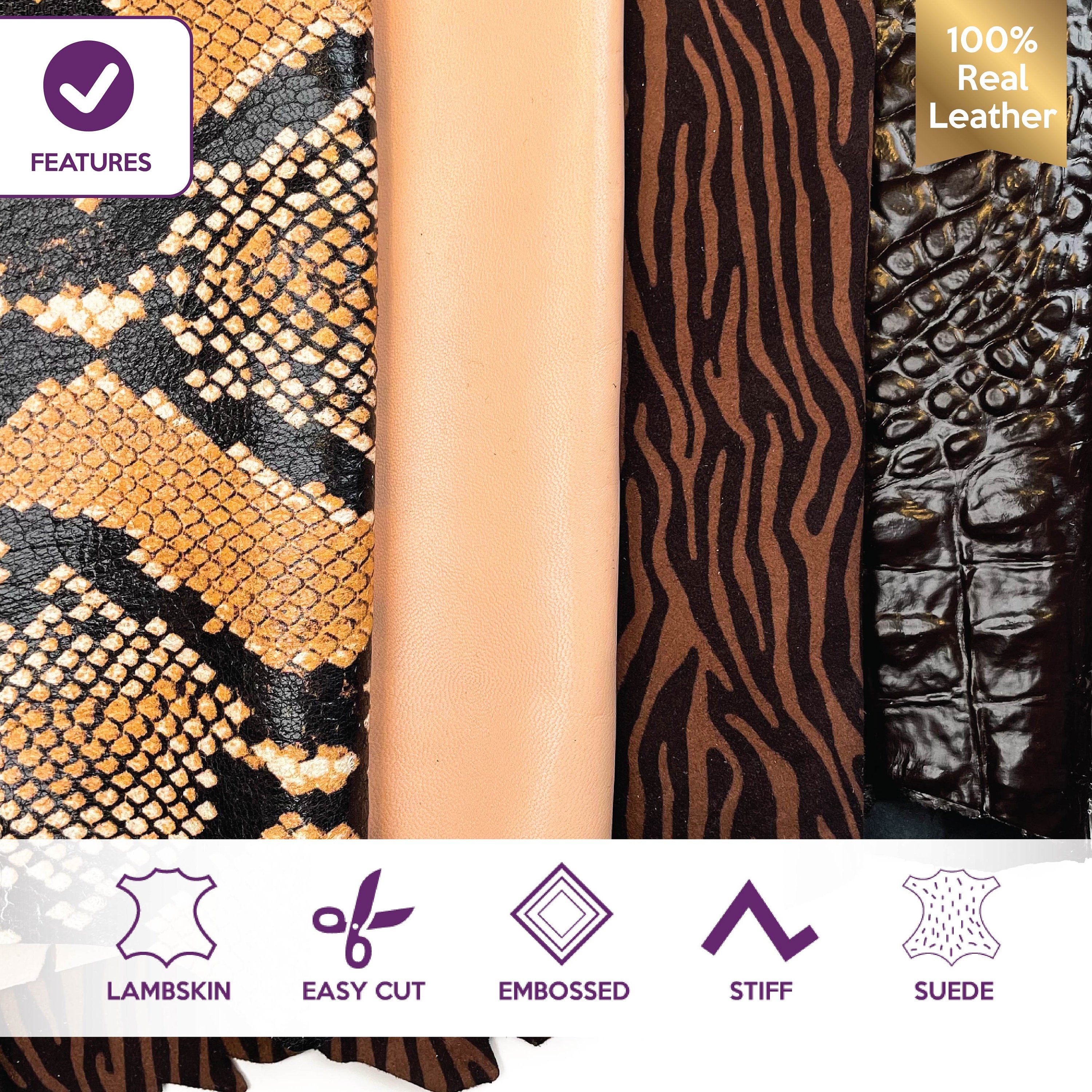 Beige Tone Dark Brown Lambskin Suede Print Bundle of 4