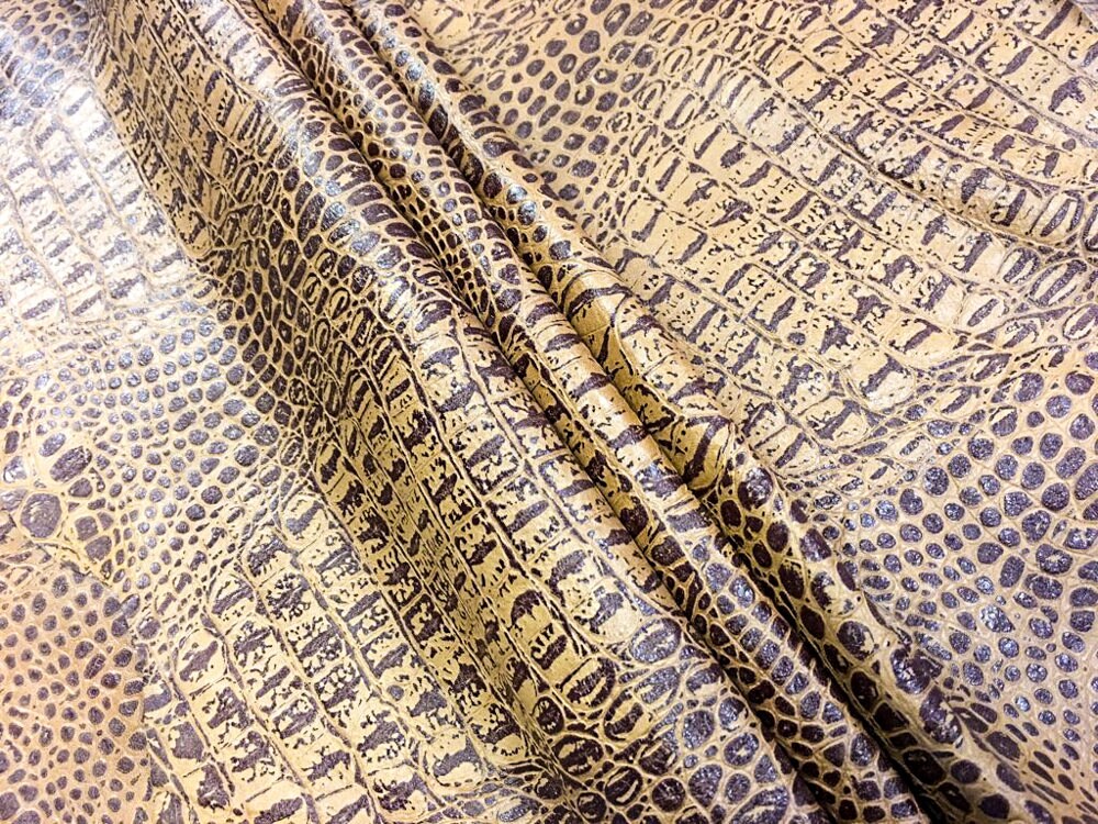 Crocodile Print Lambskin Leather 0.8mm/2oz / APPLE CINAMON CROCODILE 467