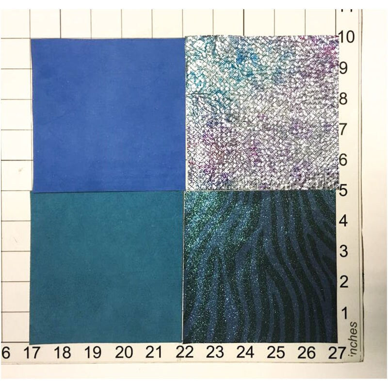 Blue Mix 4 or 8 pcs Leather Scraps 5x5in Metallic,Suede,Textured,Print