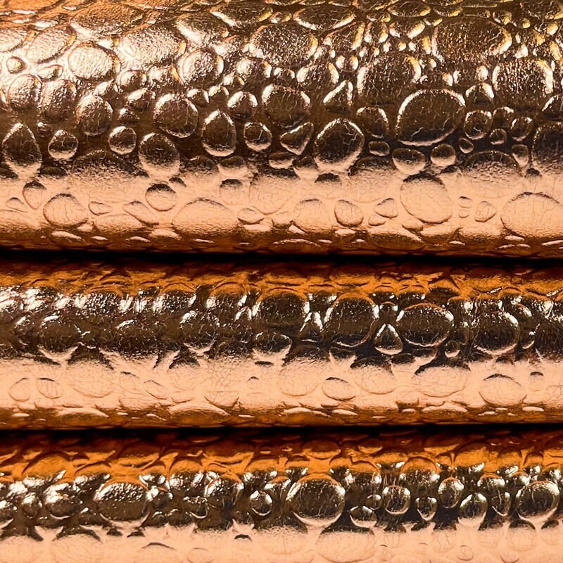 Metallic Rose Gold Lambskin With Stone Print 0.8mm/2oz / ROSE GOLD STONES 1074