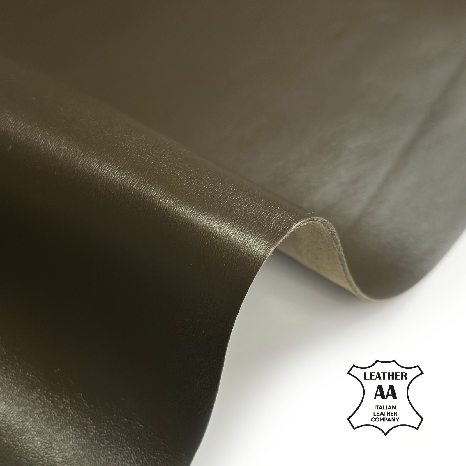 Olive Green Lambskin Leather Animal Pieces Italian Fabric 1.1mm // 2.75 oz Khaki 1680