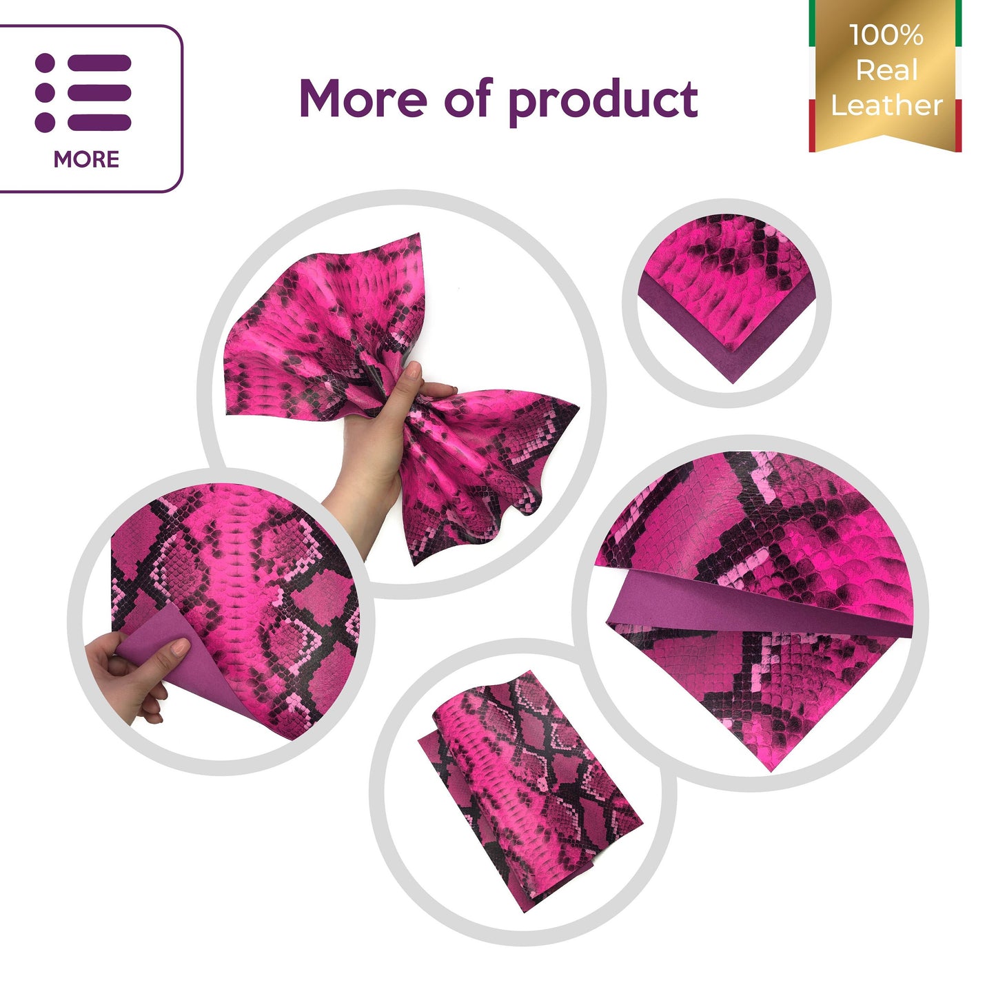 Neon Pink Lambskin Sheets With Print 2oz/0.8mm / NEON PINK SNAKE 899
