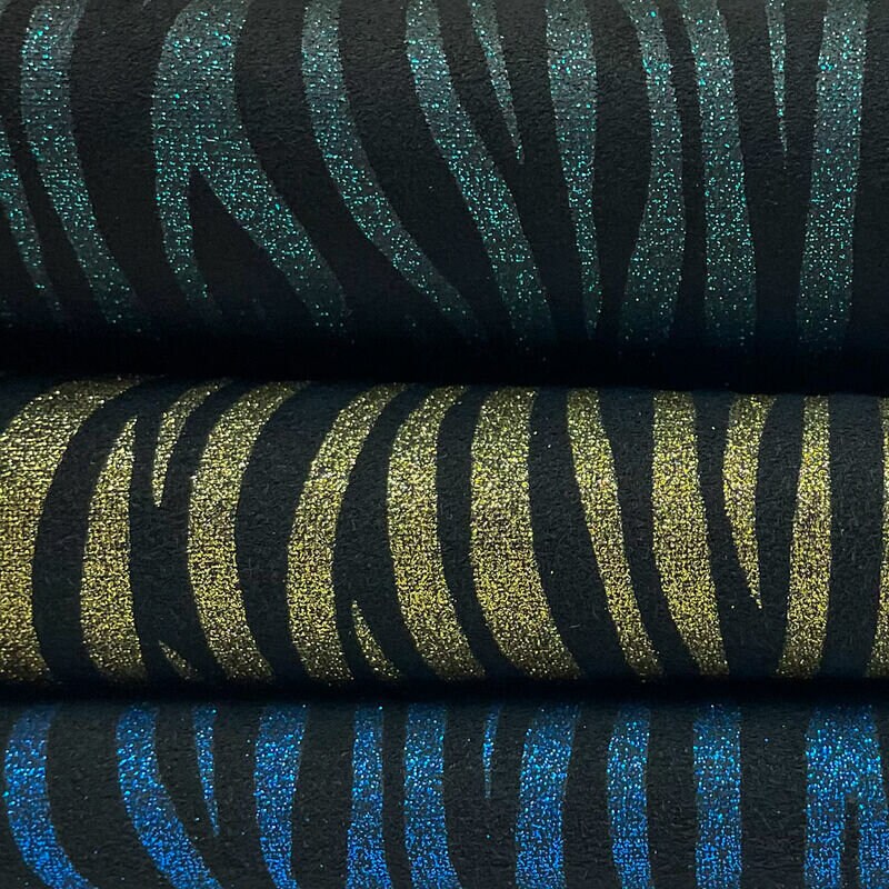 Shiny Zebra Stripes Lambskin Leather 0.9-1.0mm/2.25-2.5oz / SPARKLY ZEBRA 1260