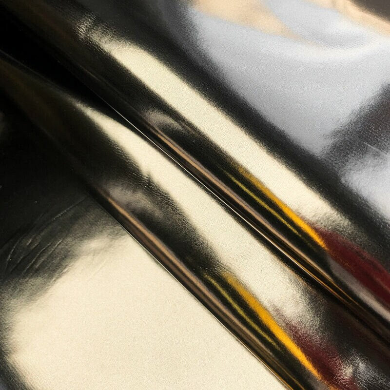 Shiny Metallic Dark Gold Lambskin Leather 0.8mm/2oz / DARK SILVER/GOLD 991